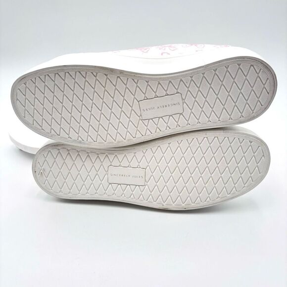 NWT Gorgeous SINCERELY JULES 6 Canvas White & Pink Bow Print COQUETTE Sneakers - Picture 7 of 12